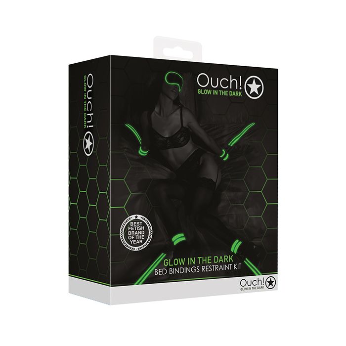Shots Ouch Bed Bindings Restraint Kit Glow in the Dark